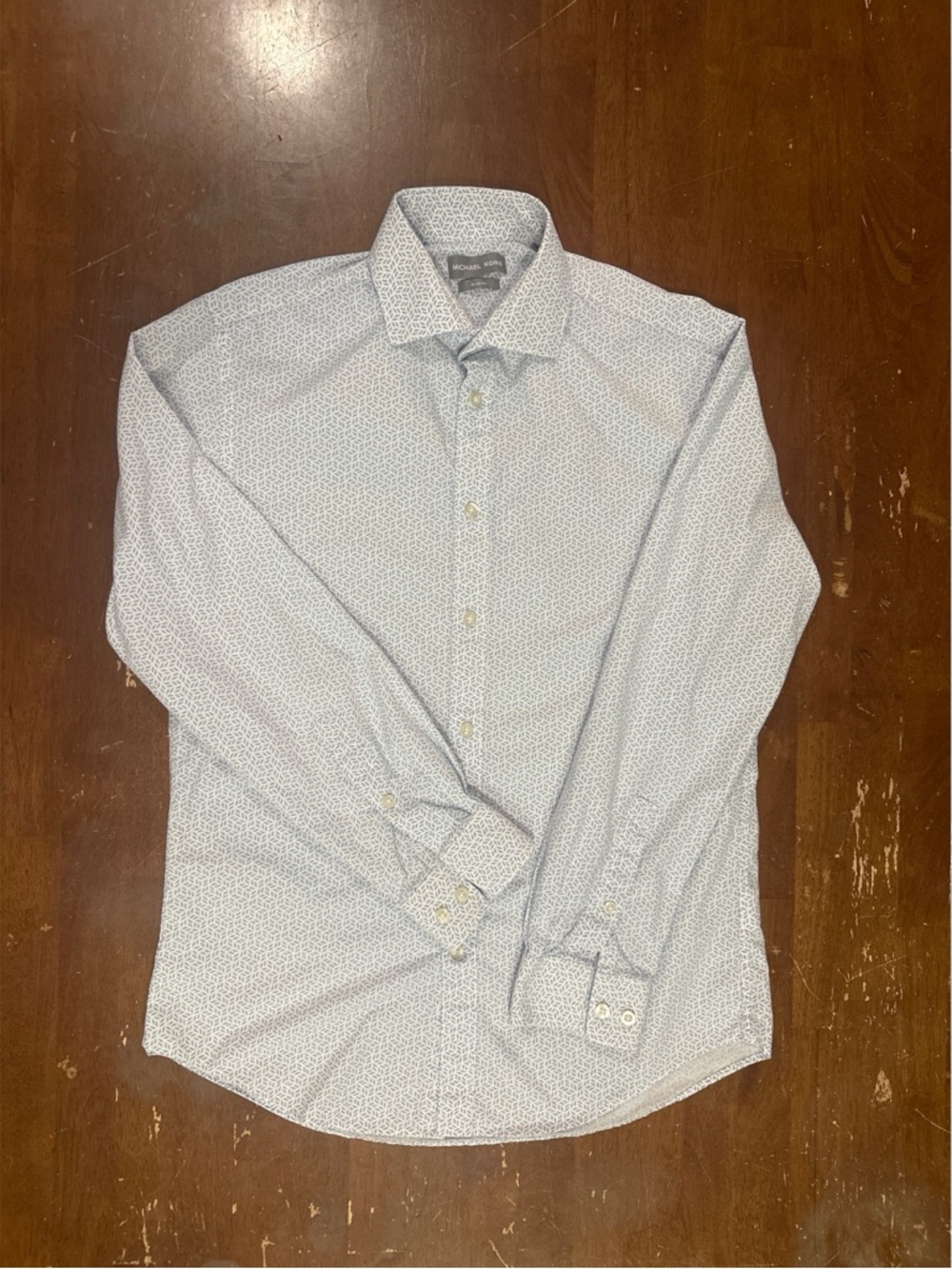 Michael Kors Light Blue Printed Men's Dress Shirt